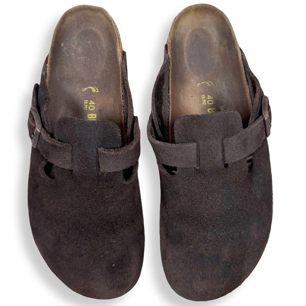 Birkenstock Boston Mocha Brown Suede Clogs Womens 9 Mens 7 EU 40 Regular Fit